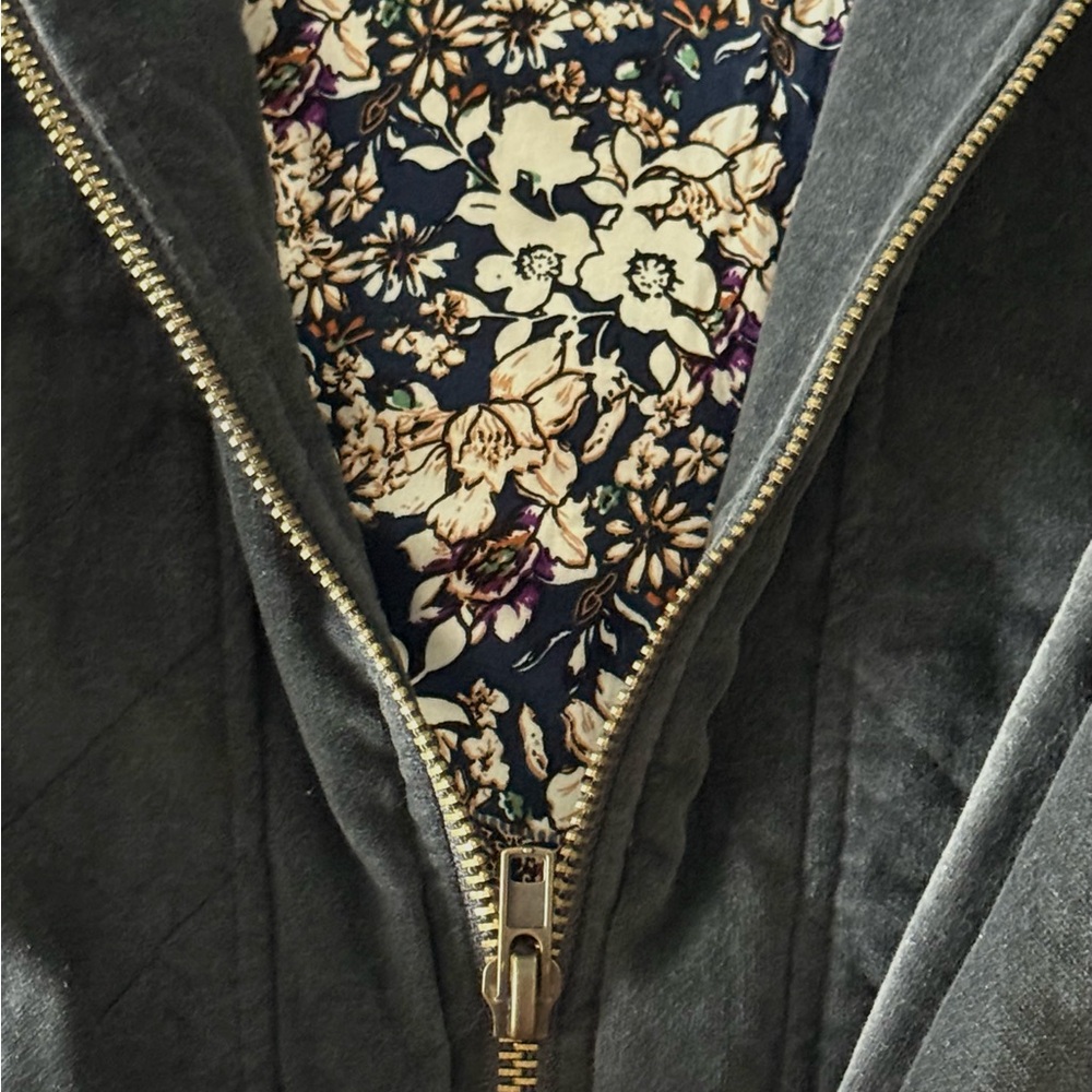 Easel Los Angeles Charcoal Mineral Wash Floral Patchwork lined Boho Zip Size M